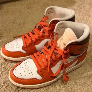 Orange and White High-Top Nike Air Sneakers